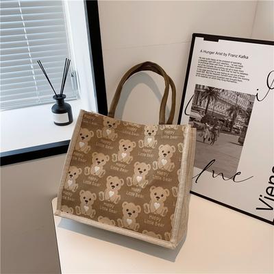 Linen Big Bag Bear Tote Bag Large Capacity Fashion Women's Portable Shoulder Tote Bag