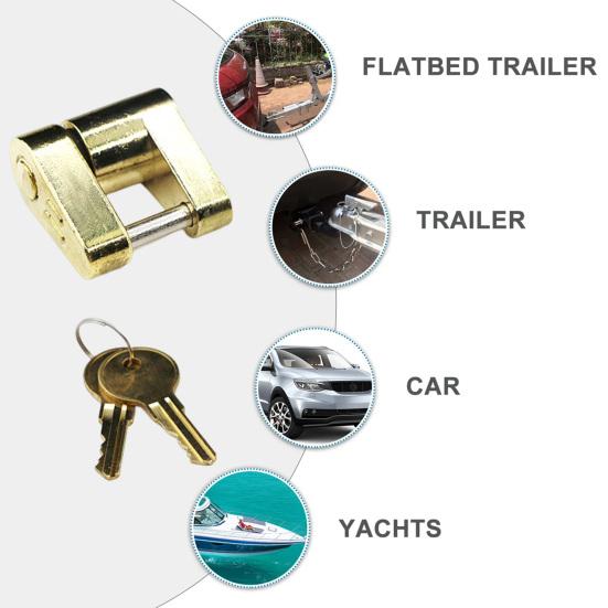 Trailer Coupler Lock with Keys Rustproof Corrosion Resistant Easy Installation Boat RV Truck Car Heavy Duty Hook Lock Padlock