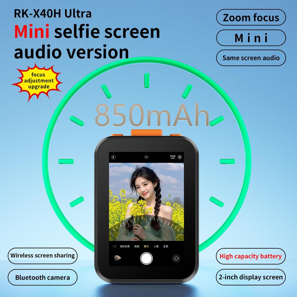 Phone Vlog Mini Selfie Phone Screen Mini Camera Selfie Screen Sound Projection Luetooth Remote Control Photography Outdoor Travel