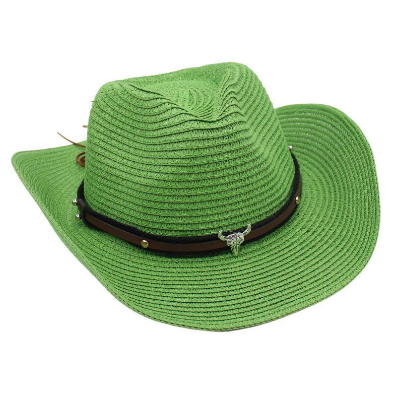 Western Cowboy Straw Hat Sun Hat Tibetan Bullhead Hat National Style Straw Knight Hat Sun Hat
