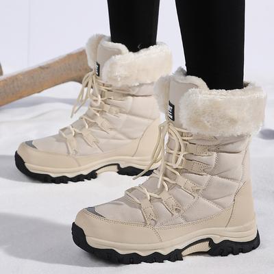 Women's Winter Thickened Padded Waterproof Comfortable Warm Anti Cold Lightweight Hiking Waterproof Non-slip Thick Sole Snow Boots