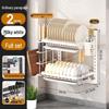 Wall-Mounted Punch-Free Kitchen Dish & Plate Rack with Bowl and Chopstick Storage