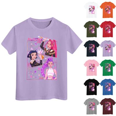 Boys Girls Round Neck Casual Printed Short-sleeved T-shirt Top