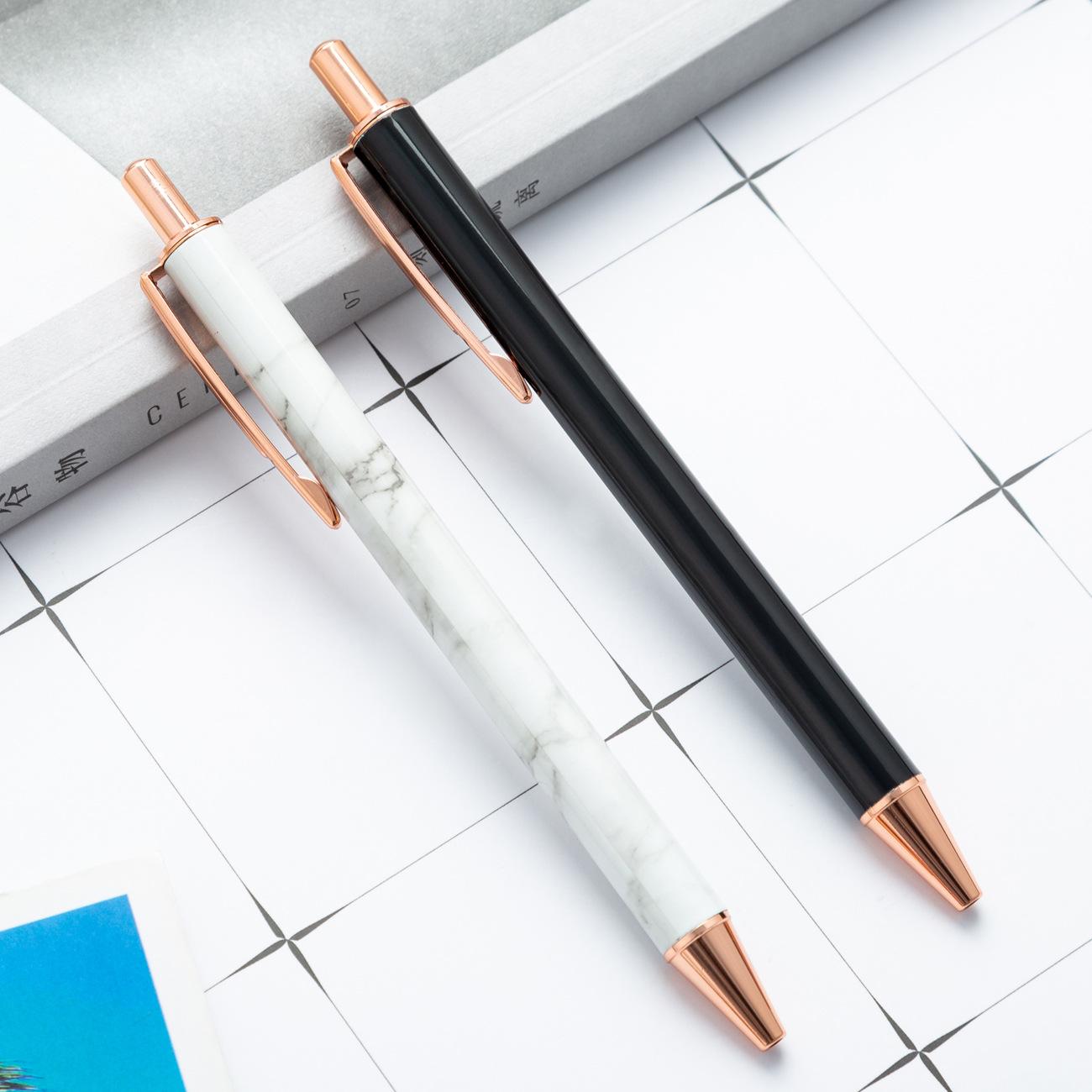 

2 pieces/set Metal Press type Ballpoint Pens for Daily Writing and 1.0mm Signature Pens