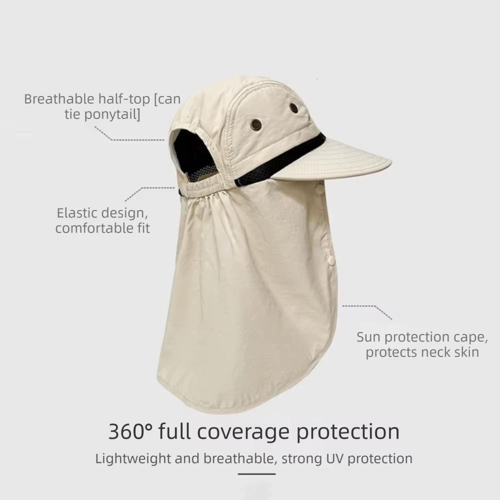 Large Brimmed Sun Hat Full Face Coverage Wide Brim Hat Casual Neck Flap Cap Men Women