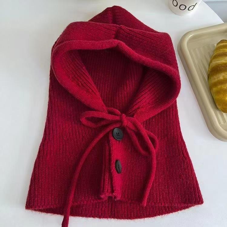Balaclava hat fashion couple autumn and winter ear protection warm hat scarf integrated knitted wool hat
