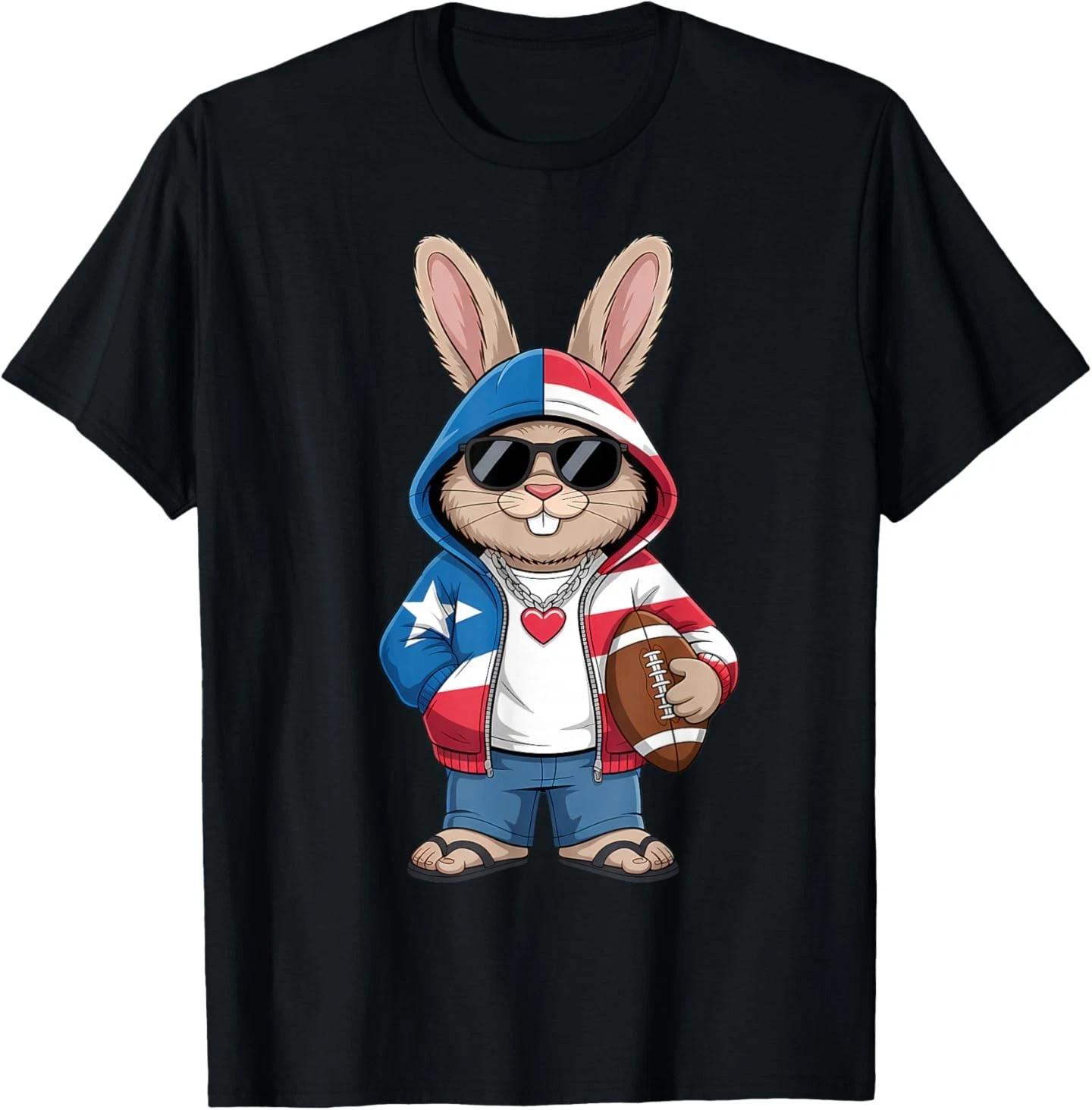 Футболка с кроликом и флагом Пуэрто-Рико 2XL