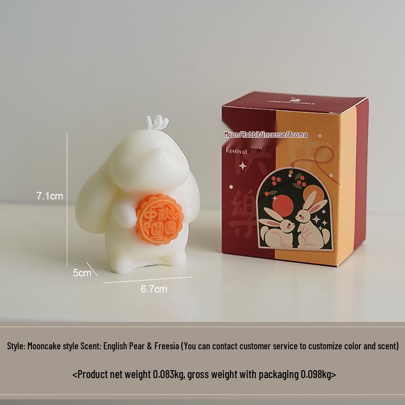 Elegant Mid-Autumn Festival Rabbit Scented Candle Souvenir - Creative Fragrance Ornament in Realistic Shape
