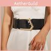 Vintage Style Wide Waist Belt With Irregular Metal Buckle For Womens Apparel