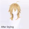 Mullet Head Short Straight Synthetic Wig Blonde Anime Game Cosplay Fluffy Wig Heat Resistant for Daily Party