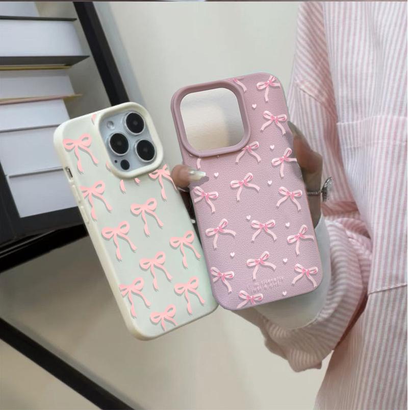 Pink Bowknot Case For Samsung Galaxy S25 S24 S23 Ultra S22 S21 S25FE S20FE S24FE S23FE PU Leather Matte Soft Cover