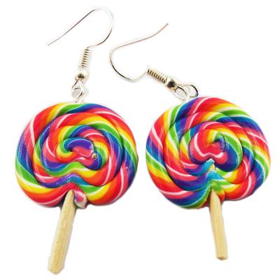 [Q9097] - Mehrfarbige handgefertigte 'Lollipops'-Ohrringe - 30 x 25 mm