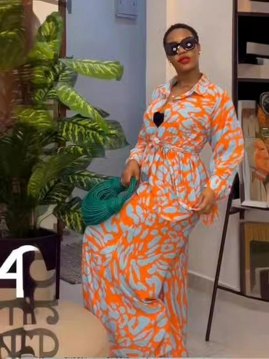 2024 Spring Women's Plus Size High Waist Wide Leg Printed Pants Set - Casual European & American Fashion
