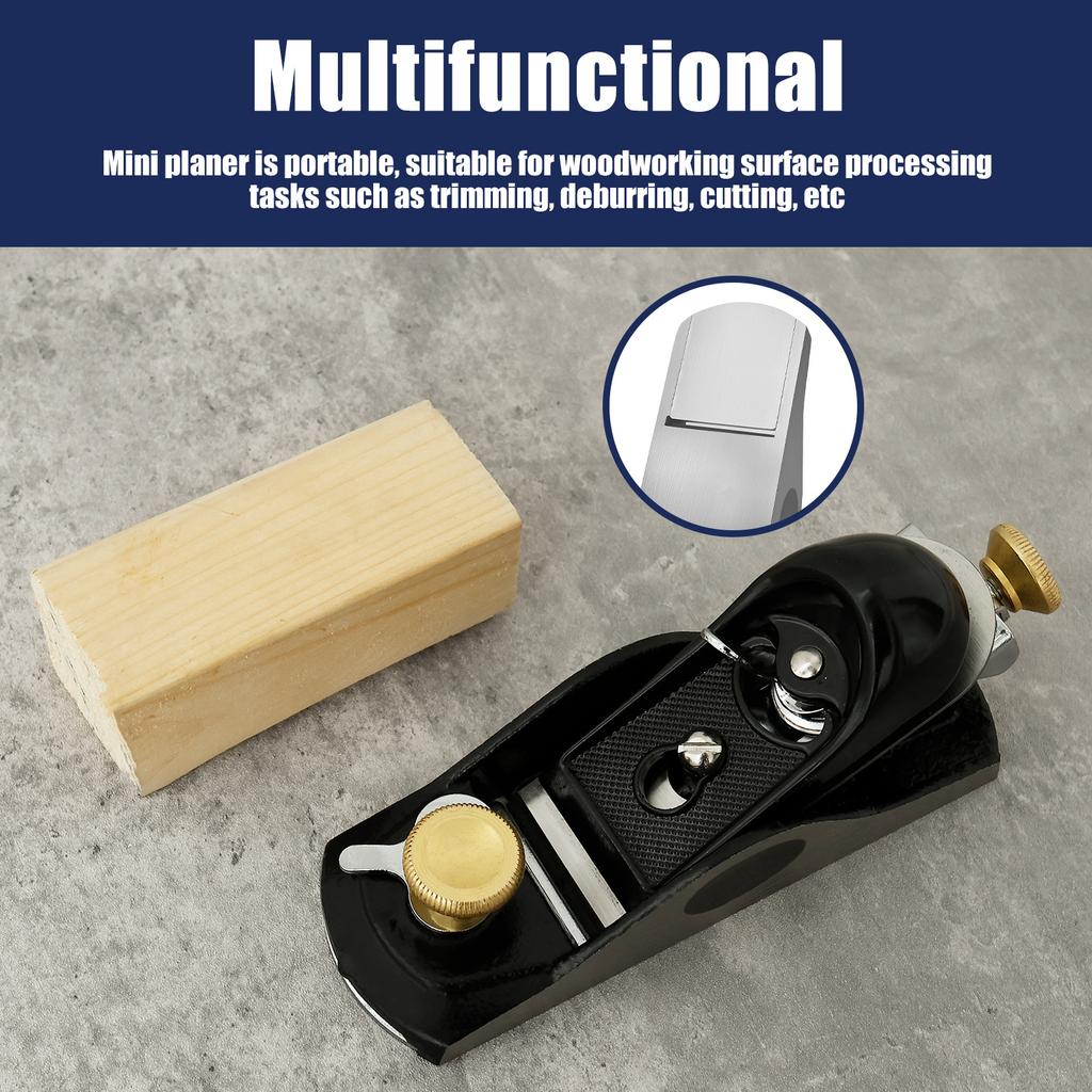Wood Planer Carbon Steel Mini Hand Planer with Adjustable Cutting Depth Design Universal Woodworking Tool for Trimming Polishing