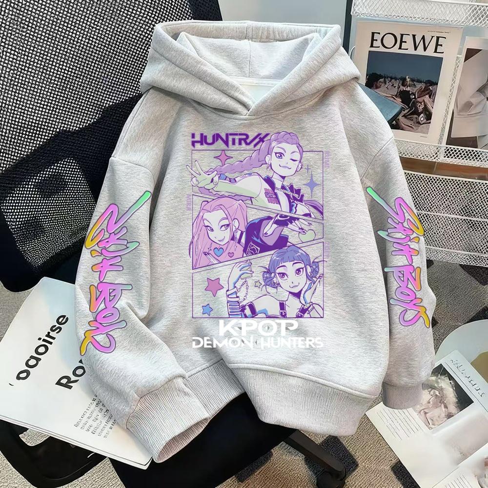 Kpop Demon Hunters Sweatshirt Kids Hoodie Casual Fashion Autumn Winter Boys Girls Warm Anime Clothes