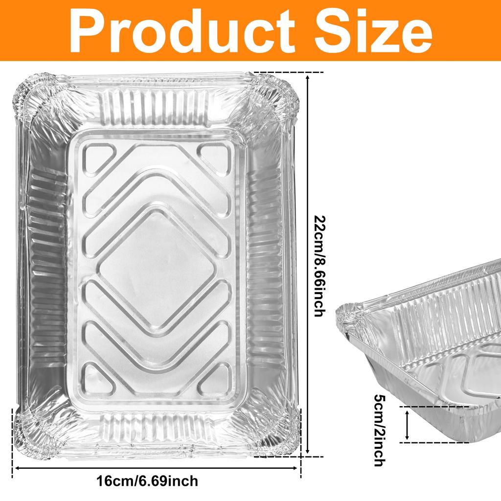 50Pcs Aluminum Foil Trays 1100Ml Non-Stick Aluminum Foil Baking Pans Reusable Food Grade Aluminum Foil Containers Aluminum Foil Quality