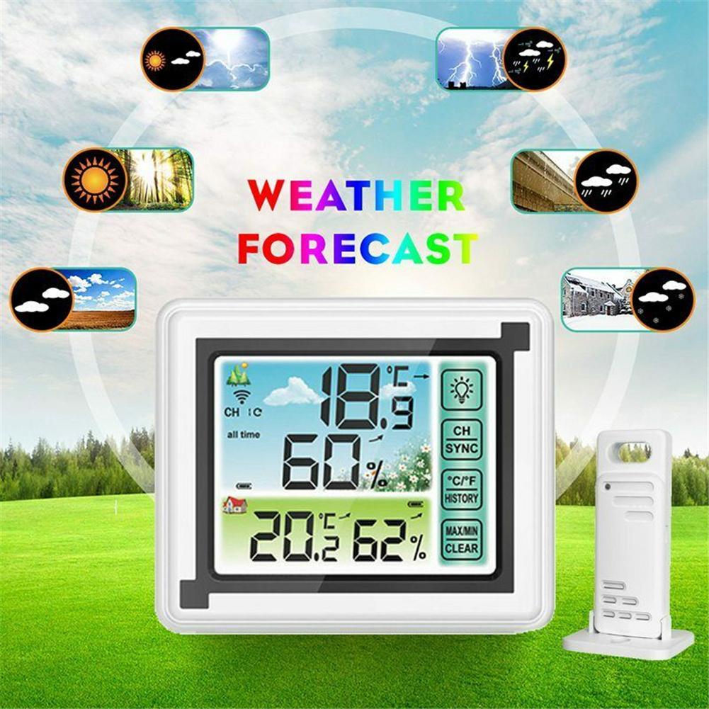 Indoor/outdoor Wireless Thermometer Large Colorful Screen Temperature Humidity Monitor Weather Station Clock