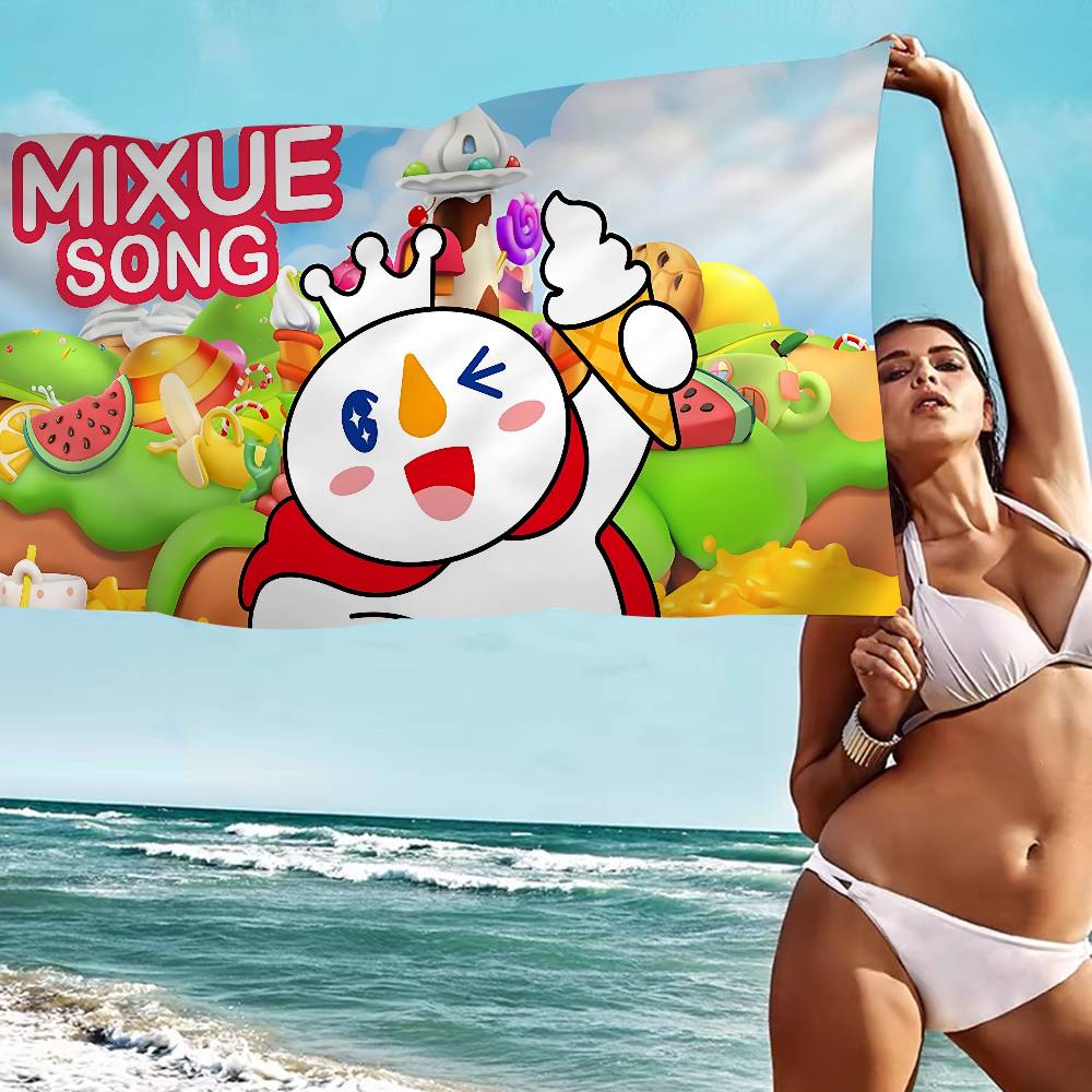 Cute M-Mixues Ice Cream & Tea Logo Big Microfiber Beach Towels Quick Dry Towel Sand Beach Towels Pool Towel for Travel Yoga