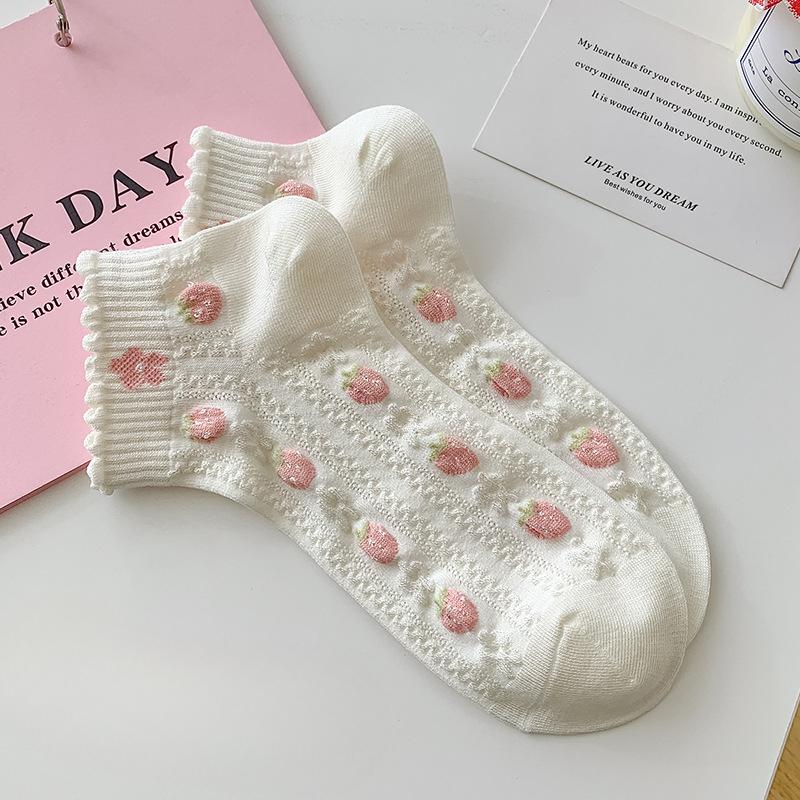 3 Pairs of Summer Thin Boat Socks for Women, Deodorizing, Sweat-absorbing, Mesh Sweet Short Socks That Don't Fall Off, Women's Socks