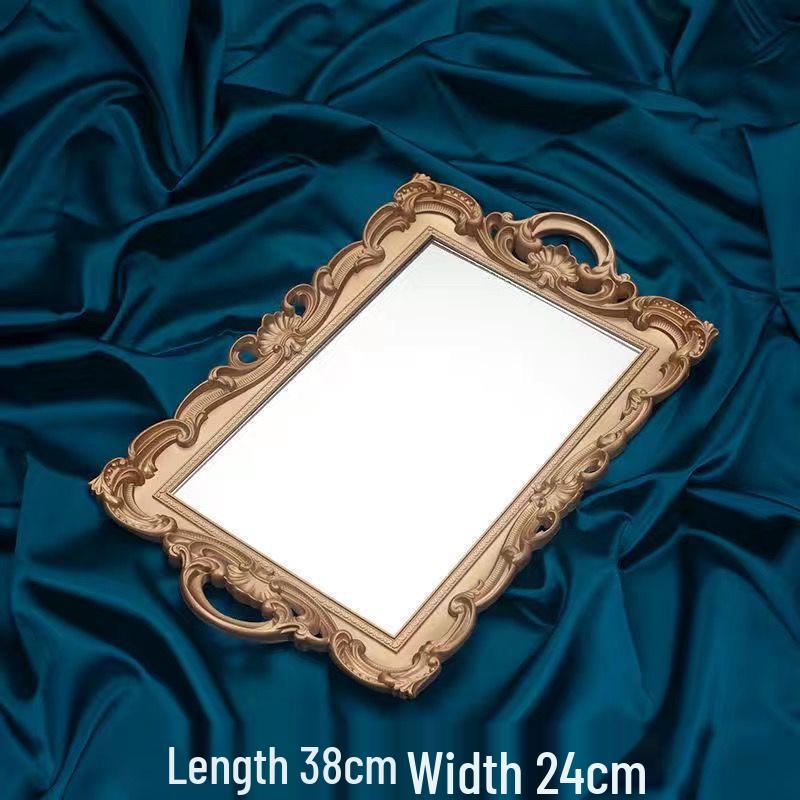 Französischer Retro-Hofstil Goldener Schwebender Schminkspiegel - Dekorativer, Unregelmäßiger Wandspiegel für Fotografie