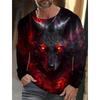 The Wolf Graphic Pánské tričko s dlouhým rukávem pro muže Oblečení Pro volný čas Top Tričko Móda Zvíře 3D Full Print Streetwear
