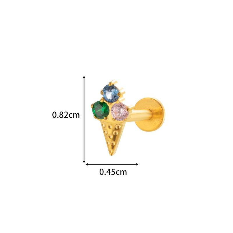 Henson F136 Titanium Micro-Paved Zirconia Heart Flat Back Internal Thread Cartilage & Lip Stud.