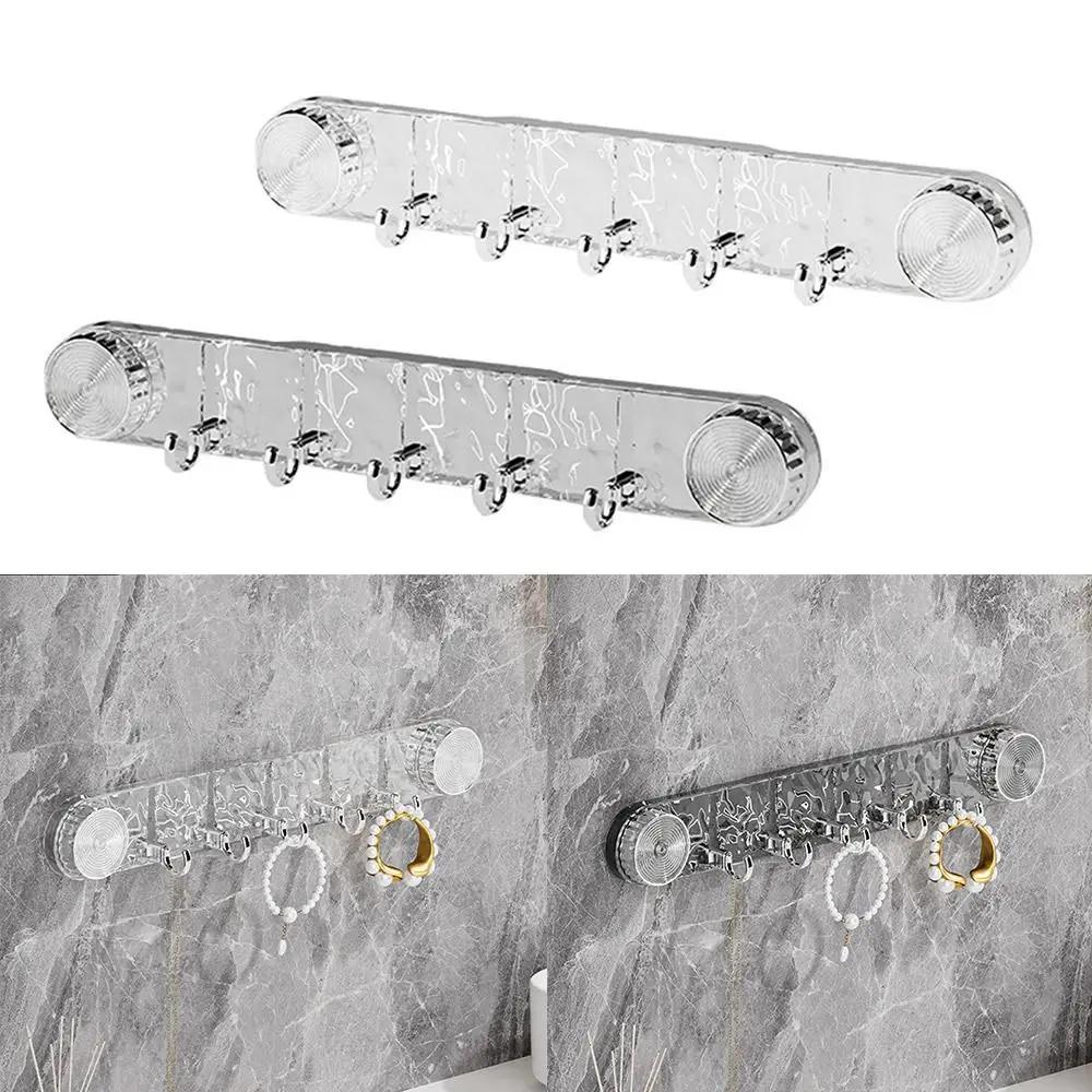 5 Hooks Rotating Suction Cup Hooks Punch-Free Strong Load-Bearing Bathroom Towel Rack Wall Mounted Corrugated Row Hook
