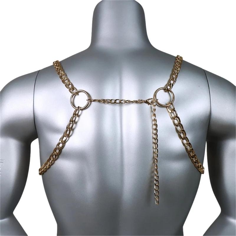 New Mens Metal Body Chest Chain Festival Accessories Party Club Hollow Out Necklace Fashion Luxury Party Jewelry Decoration