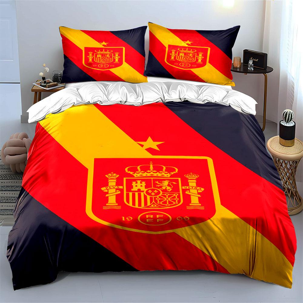 Flag-themed Spanish Emblem Bedding Sets Duvet Cover Sets Duvet Covers Pillowcases(1*Duvet Cover 2*Pillowcases Without Duvet Insert)