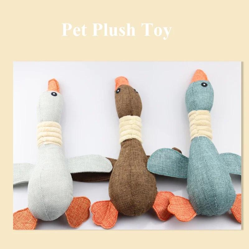 Dog Plush Toys Originality Cute Pet Duck Squeak Training Toy for Puppy Sound Wild Goose Chew for Dogs Teeth Cleaning Squeaky Toy