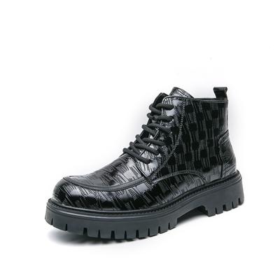 Fashion Men's Crocodile Skin Lace-up Short Boots Good Quality Leather Shoes Male Winter Business Formal Platform Boots Winter Men Shoes