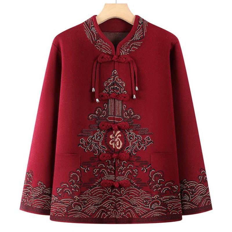 

Autumn and winter sweater casual jacket women s cardigan knitted sweater plush thickened wife mother-in-law 5XL [recommended 150-80kg]