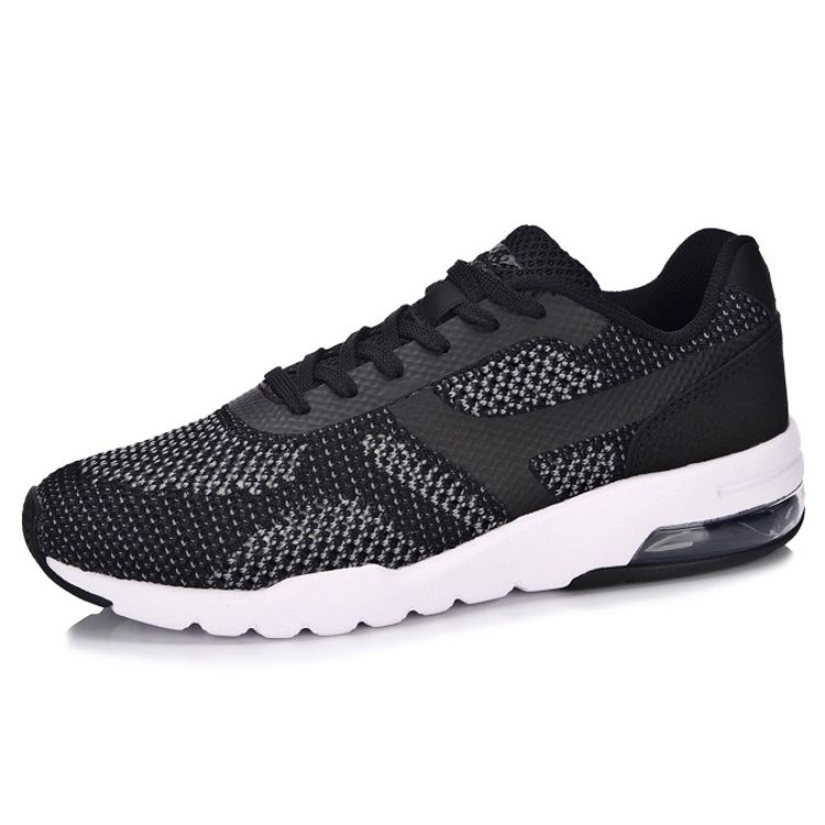 LiNing Bubble Up Knit Lightweight Half Sole Air Cushion Sports Shoes Women Sneakers Black Gray AGCM046-4