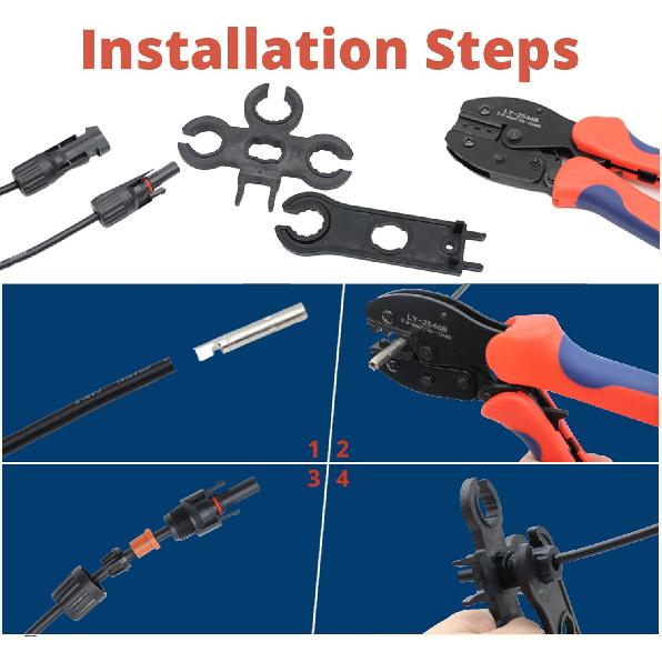 MC-4 Connector Kit, Includes 6 Pairs of Solar Connectors, 2 Spanner Wrenches, and a Wire Crimper, Solar Crimper Tool Kit, Making it a Comprehensive