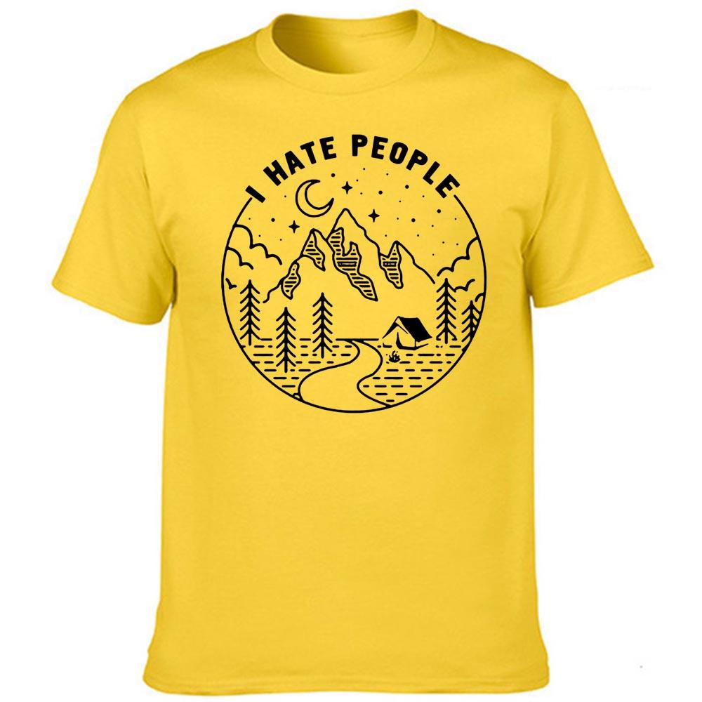 I Hate People Print T Shirt Love Camping Funny Vintage Short Sleeve Shirts Streetwear Comfortable Crew