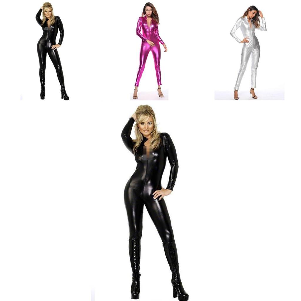Elegant And Attractive Metallic Catsuit Bodysuit With Good Stretchy Fabric For Women