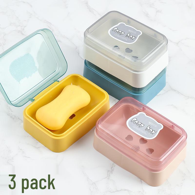 Compact Portable Soap Dish with Draining Flip Lid for Dorm and Home Bathrooms