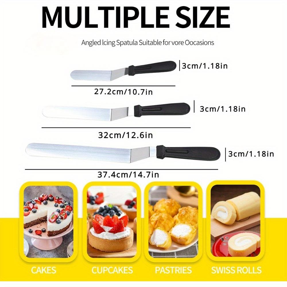 Icing Spatula Angled Stainless Steel Palette Knife Curved Offset Blade Professional Frost Cream Spatula For Cake Pastry Baking