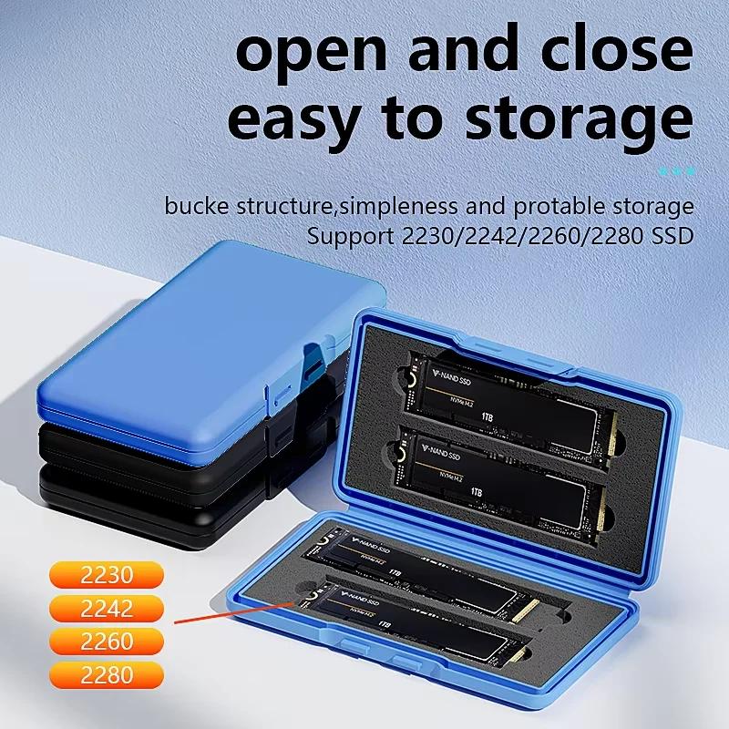 4-Schacht M.2 SSD Gehäuse Aufbewahrungsgehäuse 2280 SSD Gehäuse Tasche für SSD Gehäuse SATA NVme Festplattenbox für SSD Stoßfest Tragbare Box