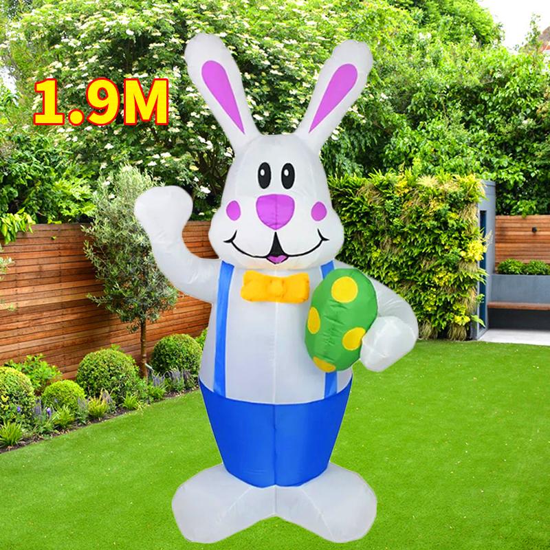 Multitypes Inflatable Toy Giant Rabbit Egg Happy Easter Inflated Model Decoration with LED Lights Bunny Outdoor Yard Bunny Decor
