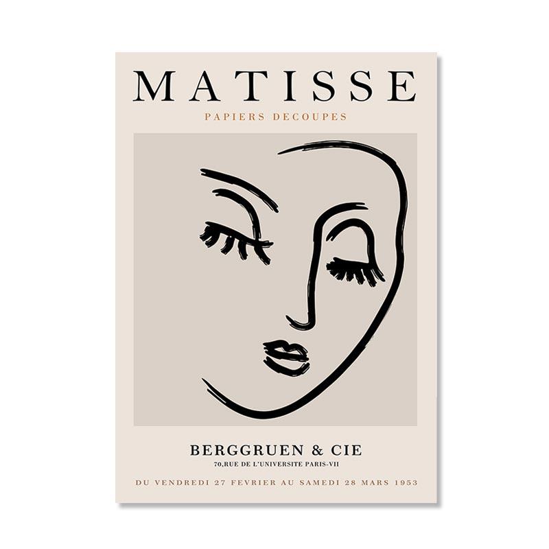 Abstract Matisse Wall Art Canvas Painting Nordic Woman Lines Coral Leaf Posters and Prints Wall Pictures for Living Room Decor