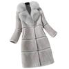 Sheep shearing autumn and winter new product splicing fur integrated medium and long imitation fox fur collar coat fur coat