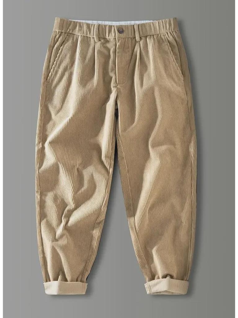 Men's High-End Corduroy Elastic Straight-Leg Trousers - Casual & Trendy for Autumn/Winter