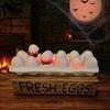 Yousheng Halloween Zombie Chick LED Light Up Eggs Tray Spooky Eggshell Hatching Chicks Decoration 3D Creepy Deviled Eggs for Tabletop Party Indoor