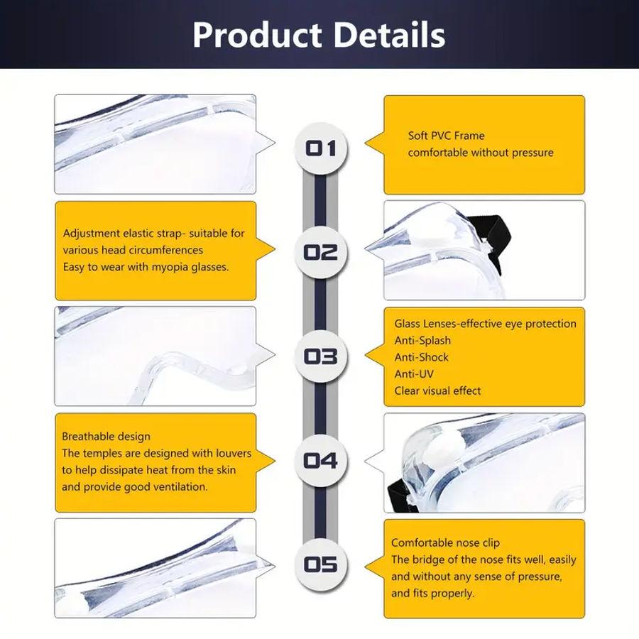 Safety Goggles Set - 2 Pairs Of Premium Protective Eyewear