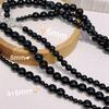 Black Pearl-style classic French high-end niche black agate necklace, collarbone chain, understated and simple