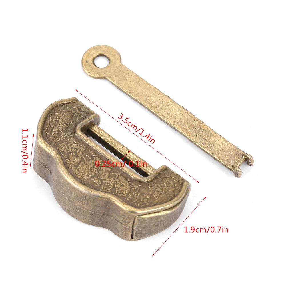 Chinese Vintage Padlock Antique Retro Lock Key for Jewelry Box Drawer Cabinet (Small)