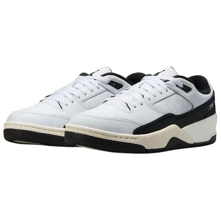 New Jordan FLIGHT COURT Anti Slip Wear Resistant Low Top Vintage Basketball Shoes Unisex Black White HF3255-112