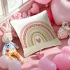 Rainbow Print Pillow Case Anti-Dustmite Pillowcase Invisible Zipper Silky Short Plush Sofa Cushion Cover