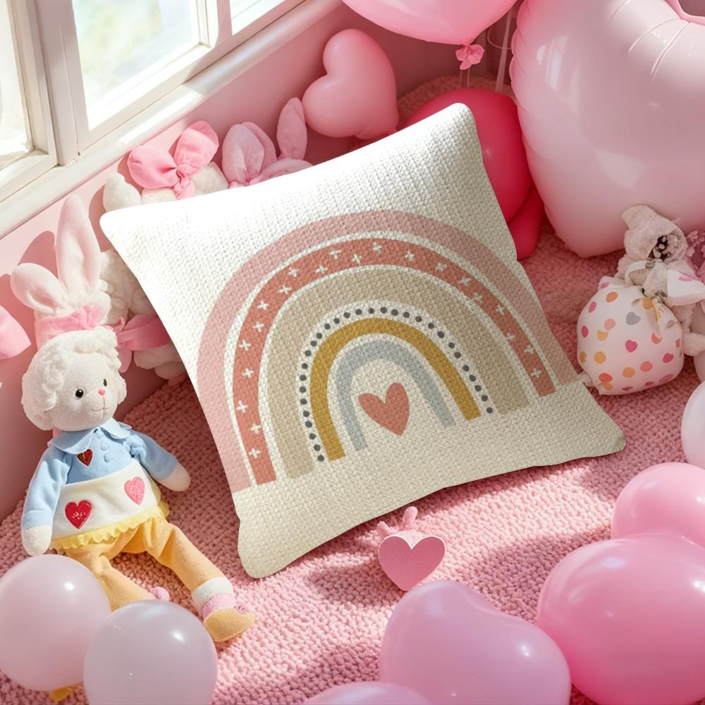 Rainbow Print Pillow Case Anti-Dustmite Pillowcase Invisible Zipper Silky Short Plush Sofa Cushion Cover